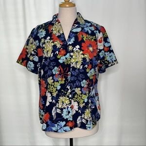 vintage ALFRED DUNNER floral button-up blouse top [0106]